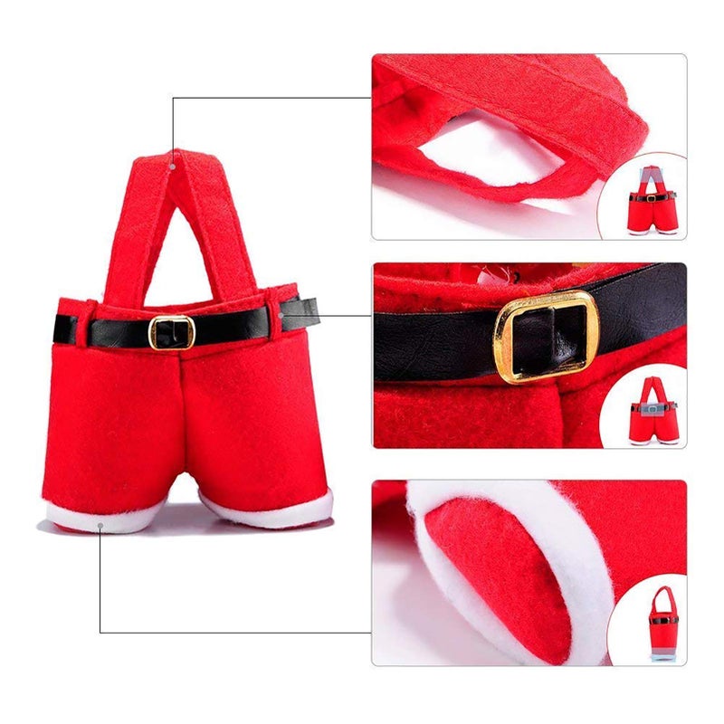 MSQ 6PCS Christmas Decorations Gift Bags Candy Bags Santa Pants Style Lovely Treat Bags for Wedding Holiday New Year Holiday - Image 2